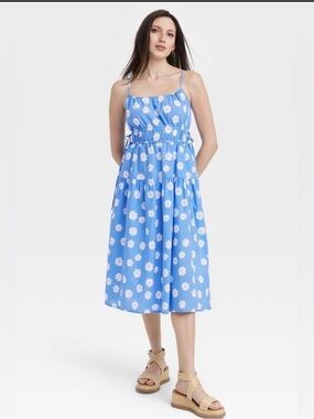 Universal Thread Blue Floral Tie-Shoulder Sundress